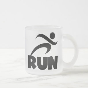 RUN Black Frosted Glass Coffee Mug