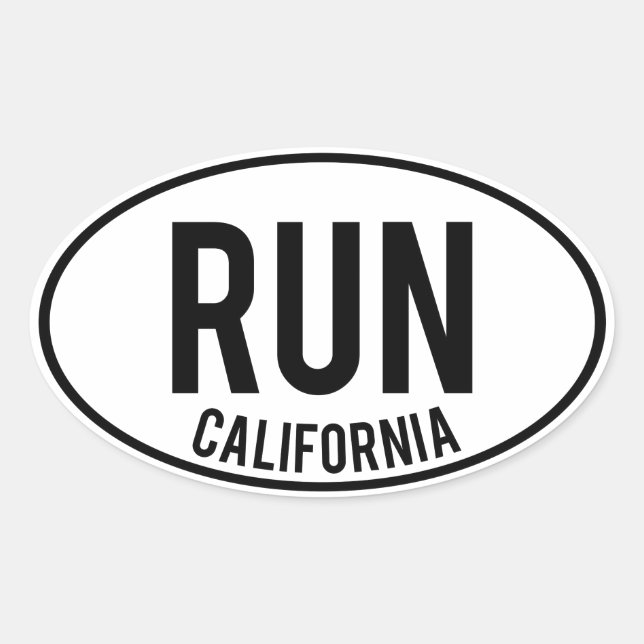 RUN california Oval Sticker (Front)