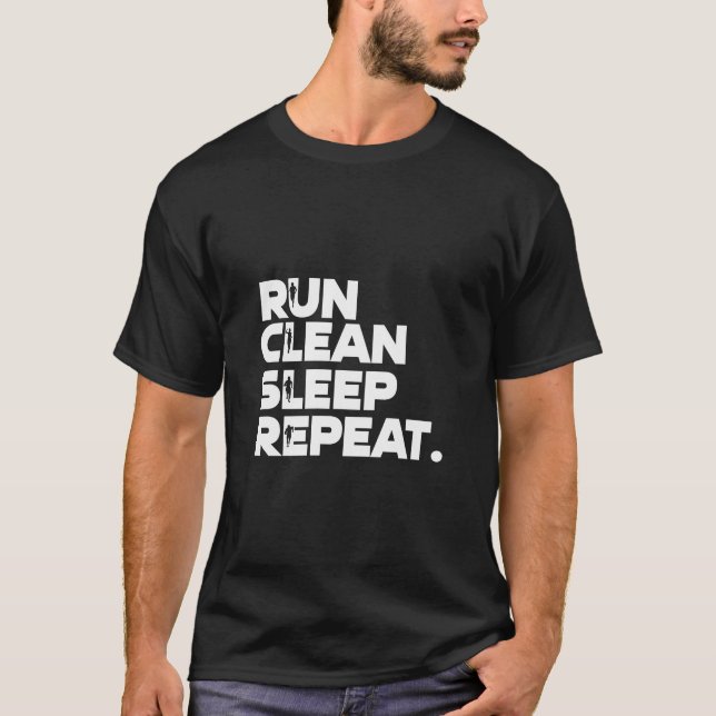 Run Clean Sleep Repeat Funny Plogging T-Shirt (Front)