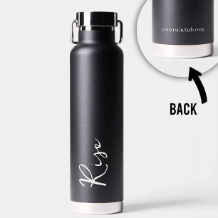 Run Club Water Bottle Rise Script Black Custom