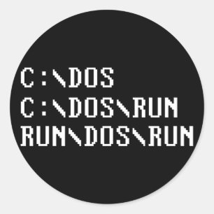 RUN DOS RUN CLASSIC ROUND STICKER
