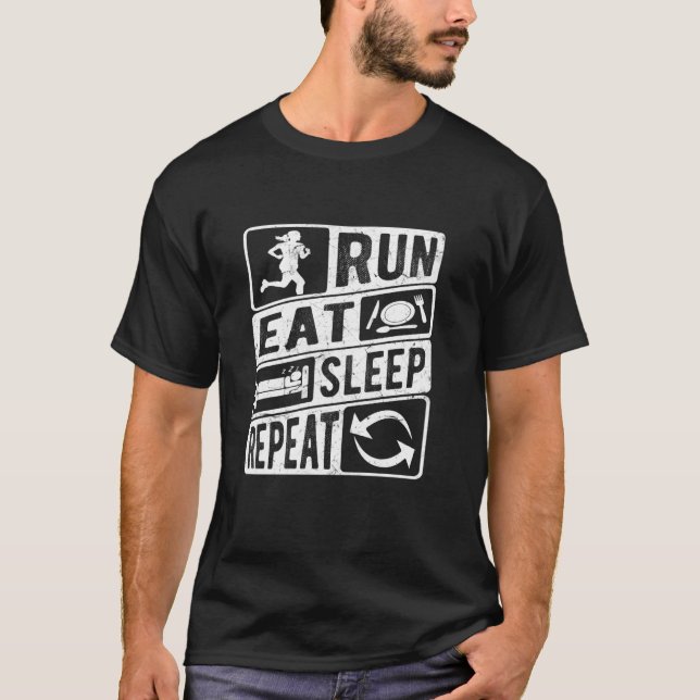 Run Eat Sleep Repeat, Cool Distressed Womenu2019s  T-Shirt (Front)