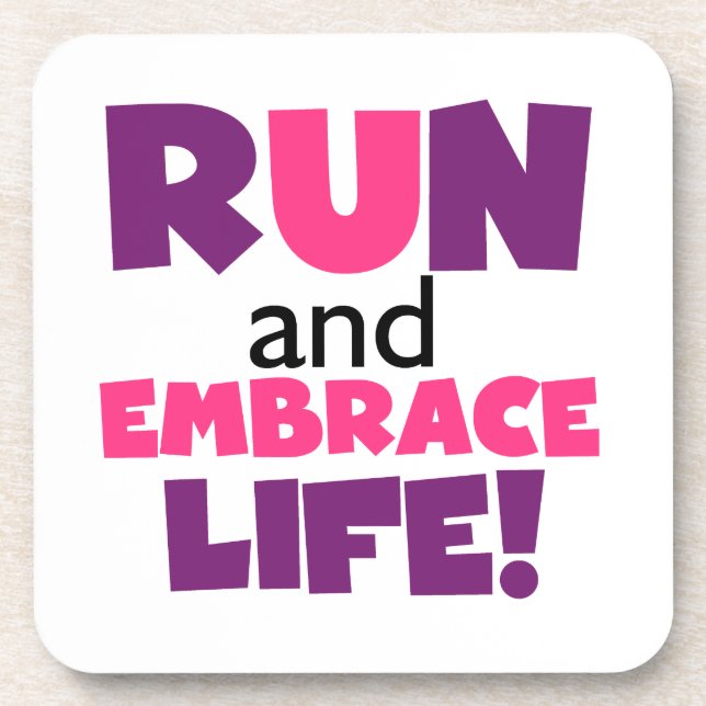 Run Embrace Life Purple Pink Coaster (Front)