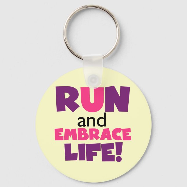 Run Embrace Life Purple Pink Key Ring (Front)