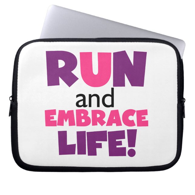 Run Embrace Life Purple Pink Laptop Sleeve (Front)