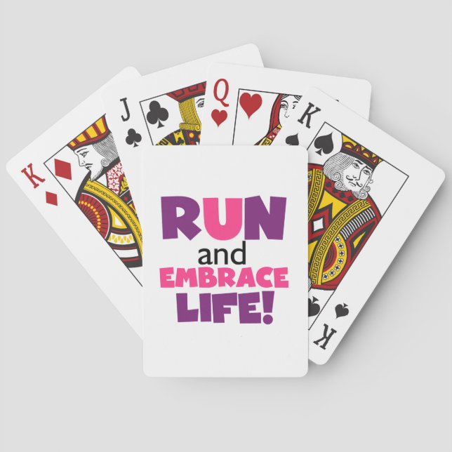 Run Embrace Life Purple Pink Playing Cards (Back)