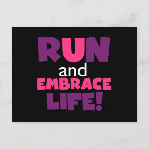 Run Embrace Life Purple Pink Postcard