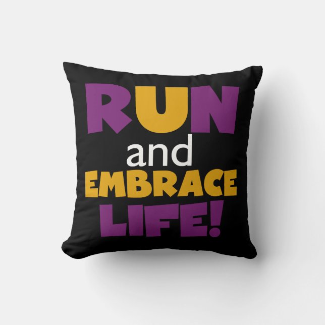 Run Embrace Life Purple Yellow Cushion (Front)
