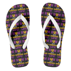 Run Embrace Life Purple Yellow Jandals