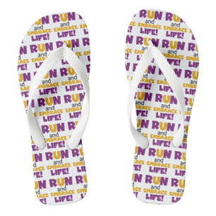 Run Embrace Life Purple Yellow Jandals