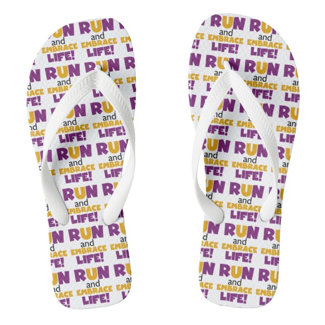 Run Embrace Life Purple Yellow Jandals (Footbed)