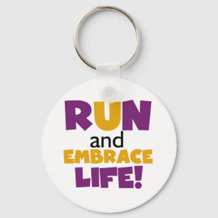 Run Embrace Life Purple Yellow Key Ring