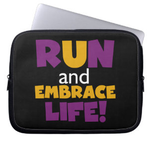 Run Embrace Life Purple Yellow Laptop Sleeve