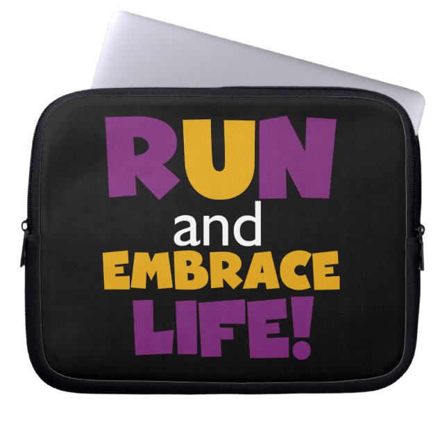 Run Embrace Life Purple Yellow Laptop Sleeve (Front)