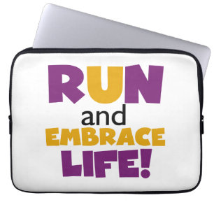 Run Embrace Life Purple Yellow Laptop Sleeve