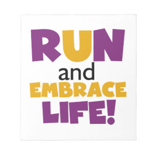 Run Embrace Life Purple Yellow Notepad