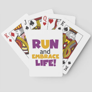 Run Embrace Life Purple Yellow Playing Cards