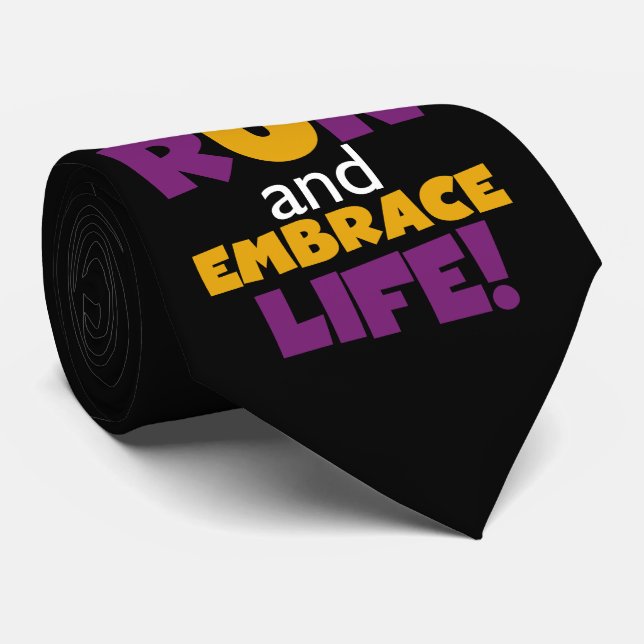 Run Embrace Life Purple Yellow Tie (Rolled)