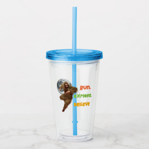 Run, Explore, Believe Funny Bigfoot Acrylic Tumbler
