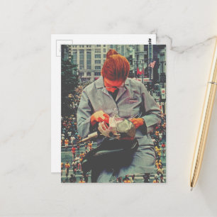Run Fast The Denist is Coming A Surreal Collage Postcard