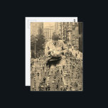 Run Fast The Denist is Coming Sepia Postcard<br><div class="desc">A collage made and photographed by Angelandspot in the year 2026 with vintage images from a magazine from the 1980s era of a woman dental technician training and a marathon image combined into a surreal collage I called Run! The dentist is coming to show how people fear the dentist.</div>