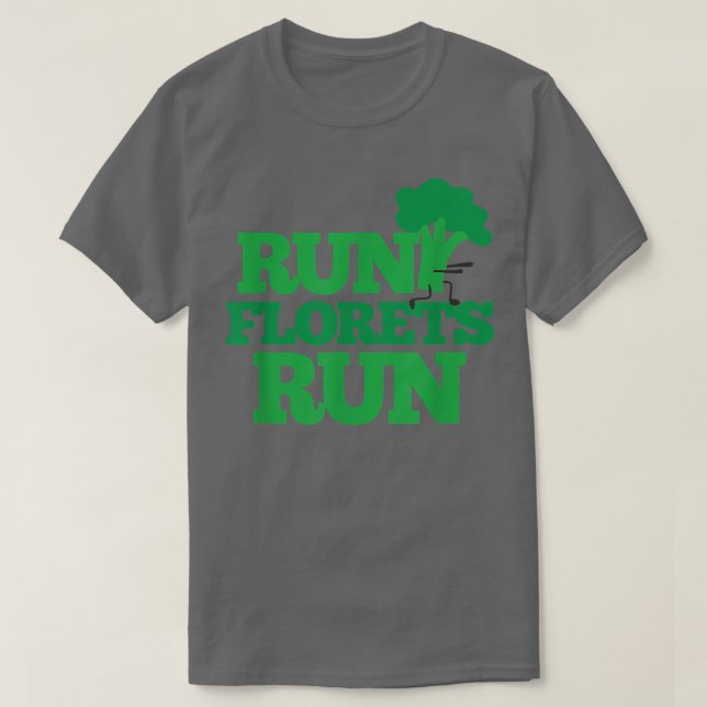 Run Florets Run Funny Vegetarians Broccoli Running T-Shirt (Design Front)