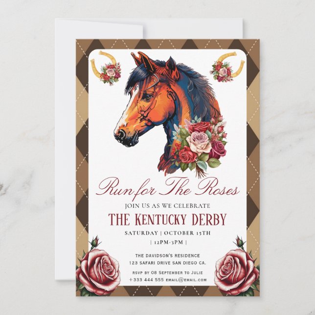run for the roses Derby Party Invitation (Front)