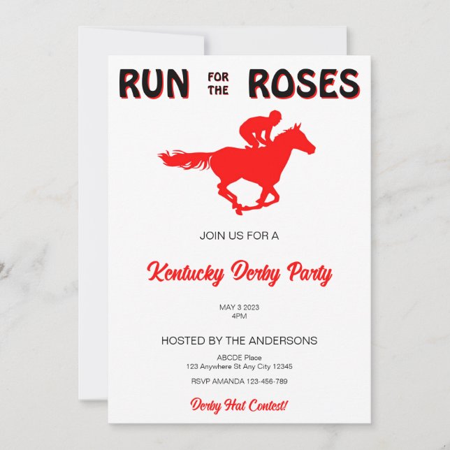 Run for the Roses Kentucky Derby Invitation (Front)