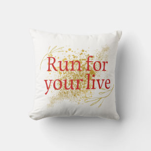 "Run for Your Life – Elegant Motivational Quote Cushion
