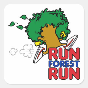 Run Forest Run Square Sticker