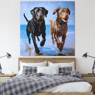 "Run Free, Run Together" Beachside Best Buddies    Canvas Print