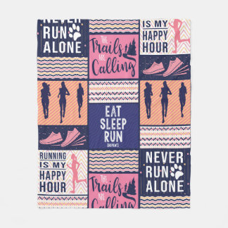 run girl eat sleep run pattern Runner Dad Mum Tour Fleece Blanket