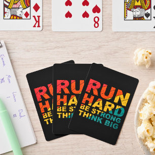 Run Hard, Be Strong Fitness Motivation Art Playing Cards