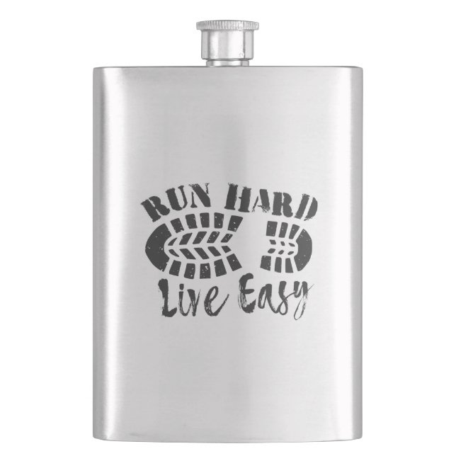 Run Hard, Live Easy Hip Flask (Front)