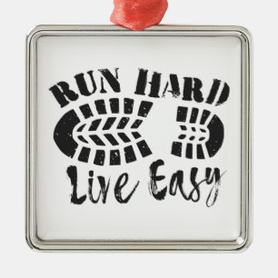 Run Hard, Live Easy Metal Tree Decoration