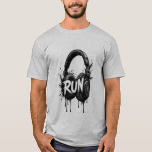 RUN Headphone Graphic T-Shirt New Trending Uniqu