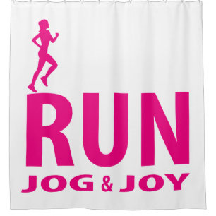 Run, jog and joy shower curtain