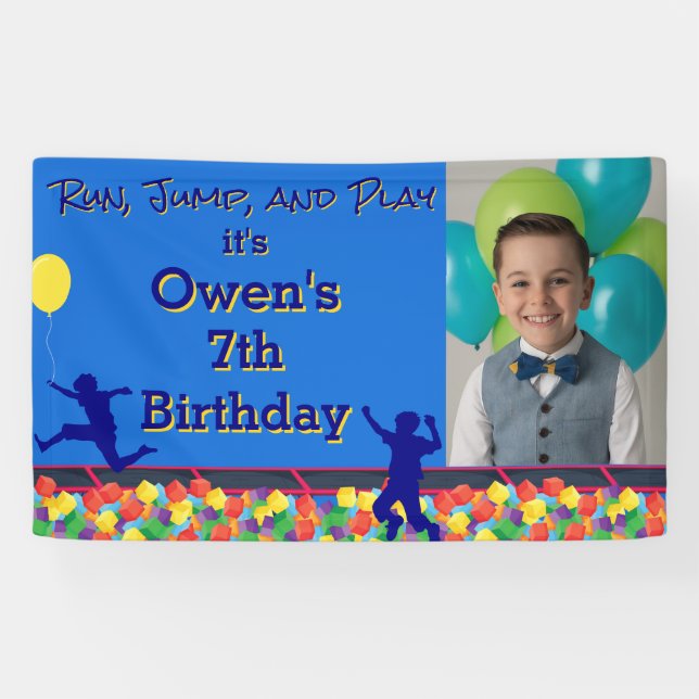 Run, Jump, and Play Obstacle Course Birthday Banner (Horizontal)