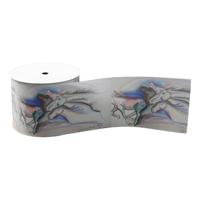 Run Like the Wind Art Printed Ribbon Grosgrain Ribbon (Spool)