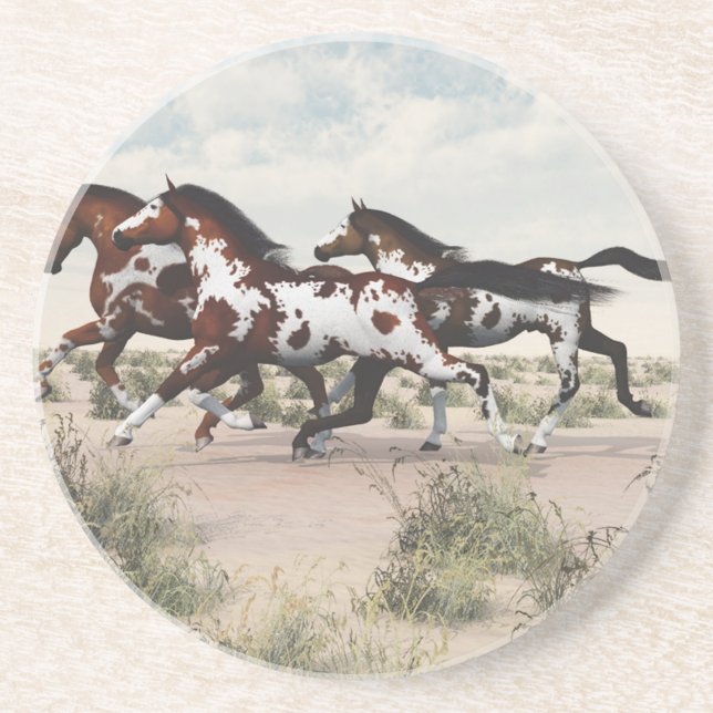 Run Like the Wind - Galloping Paint Horses Coaster (Front)