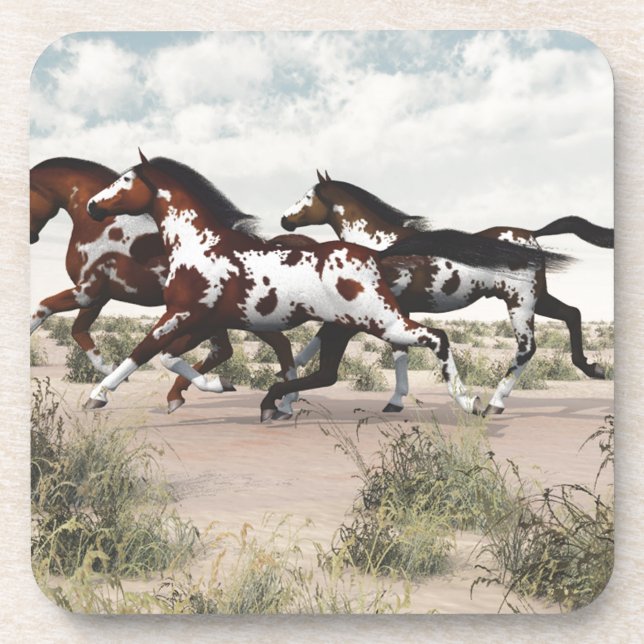Run Like the Wind - Galloping Paint Horses Coaster (Front)