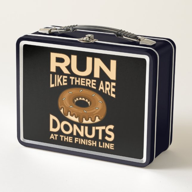Run Like There Are Doughnuts Marathon Runner Runni Metal Lunch Box (Front)