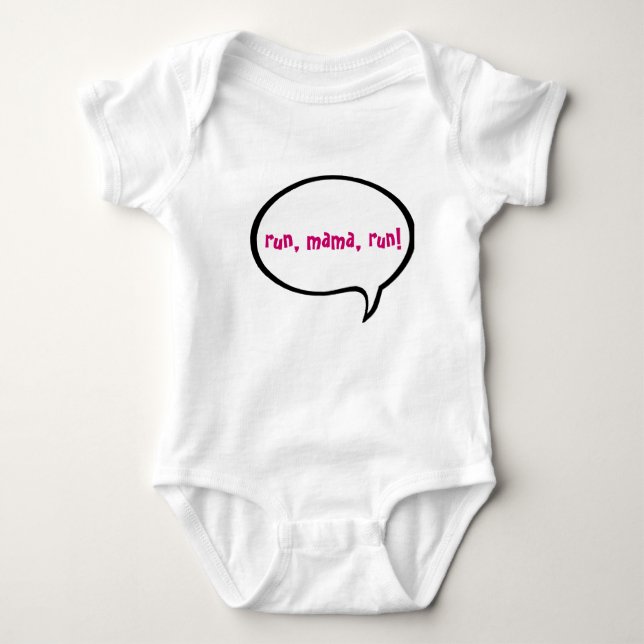 run, mama, run pink baby bodysuit (Front)