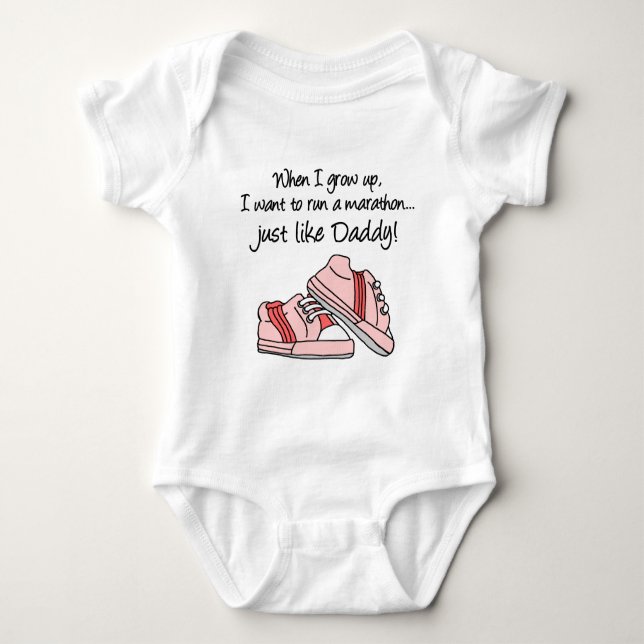 Run Marathon Just Like Daddy Baby Bodysuit (Front)
