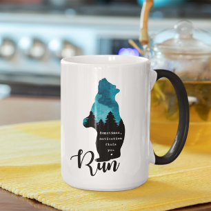 Run Motivation Finds You Funny Bear Graphic Mug