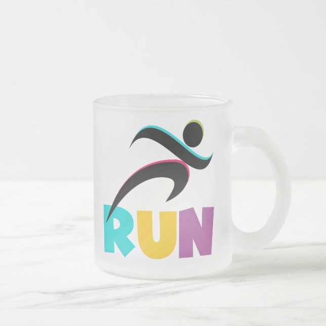 RUN Multi Frosted Glass Coffee Mug (Right)