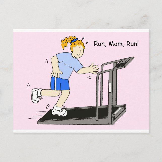 Run Mum Run Lady on Treadmill Postcard (Front)