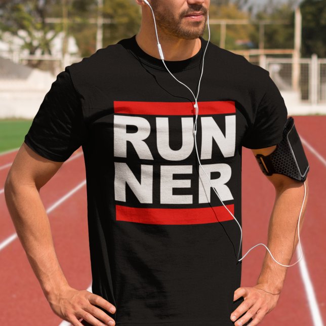Run Ner Funny  Hip Hop Running Satire T-Shirt (Empower your stride with our bold 'run-ner' tee for men.)