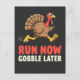 Run Now Gobble Later Turkey Runner Marathon  Invitation Postcard
