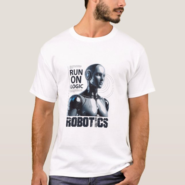 Run On Logic" Humanoid Robot T-Shirt | Funny Progr (Front)